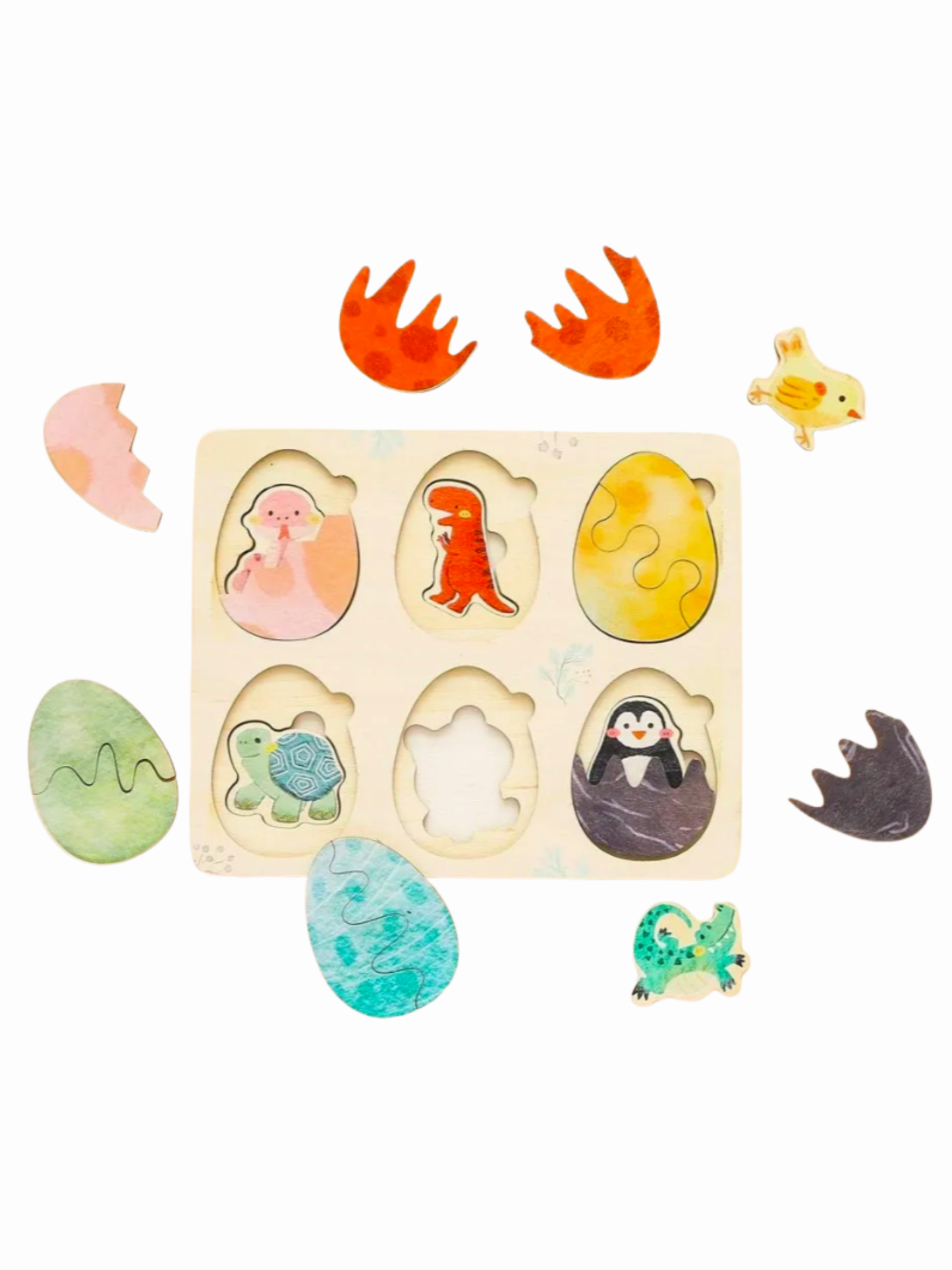 Wooden Animal-Themed Hatching Egg Puzzle