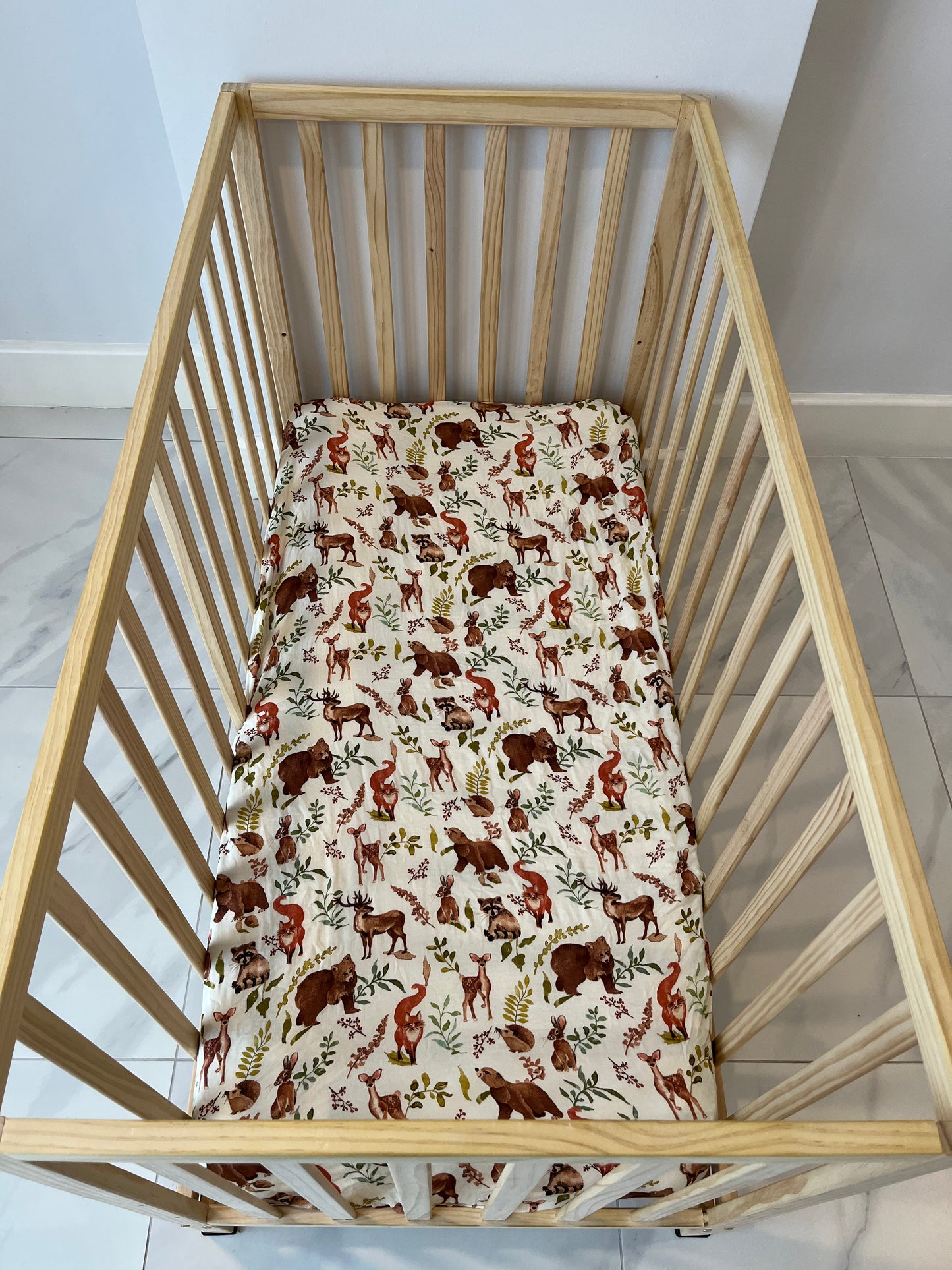 Bamboo Cotton crib sheet- Forest Friends