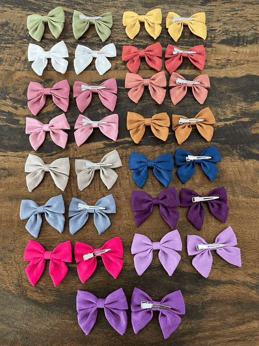 Linen Bow Hair Clips (2-pair)