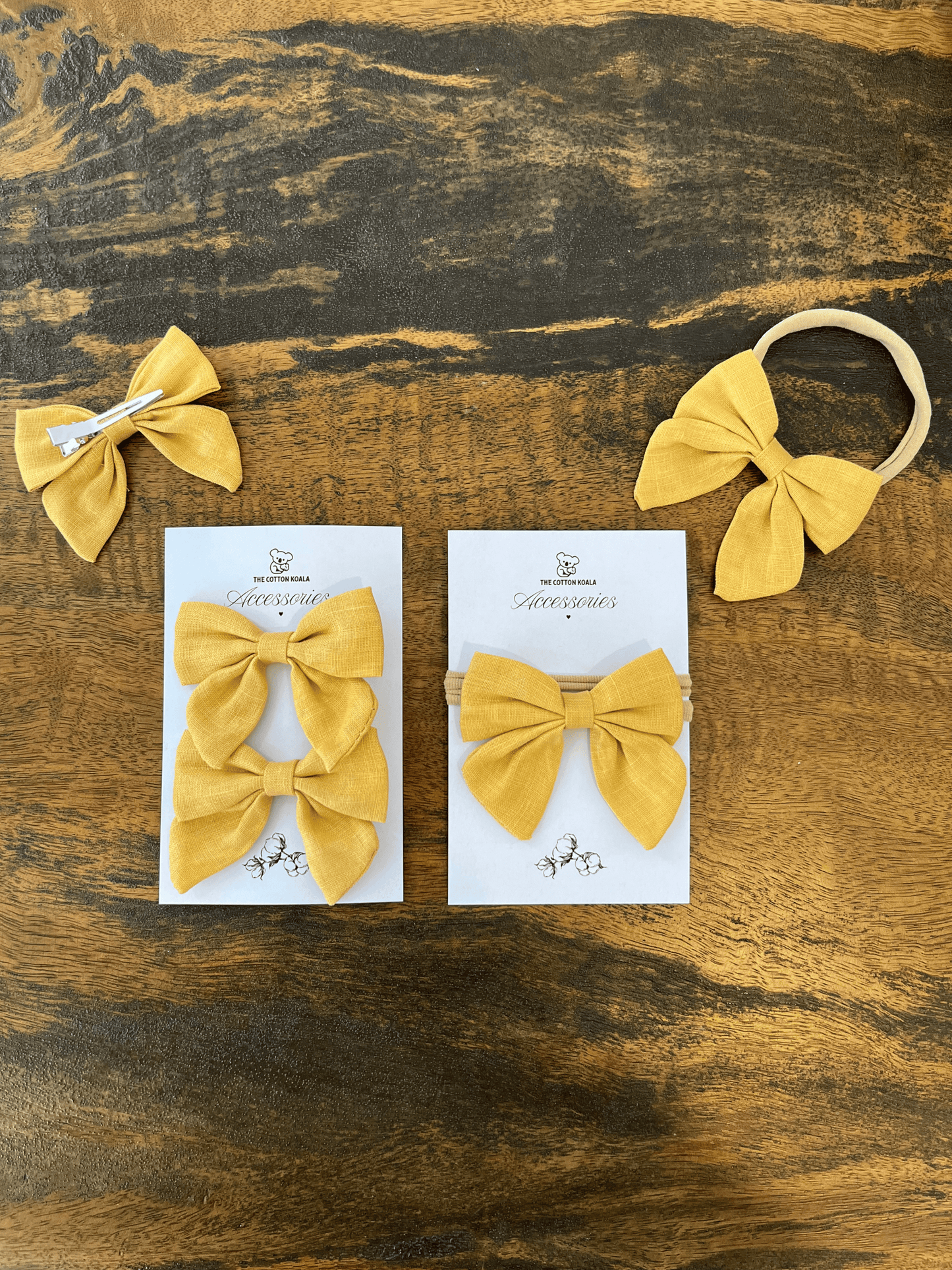 Linen Bow Hair Clips (2-pair)