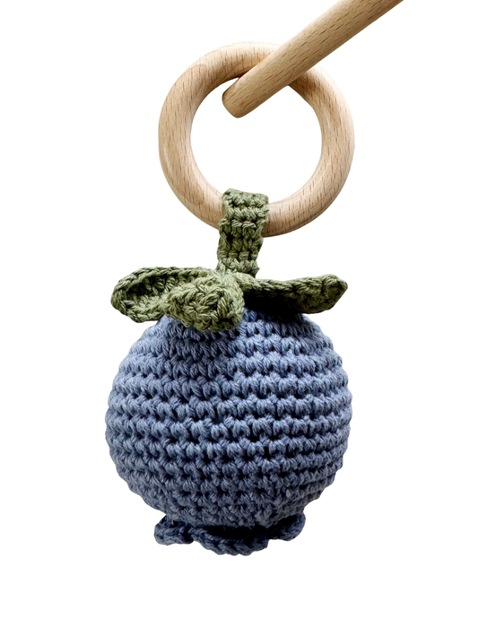 Hand-crocheted Blueberry Rattle