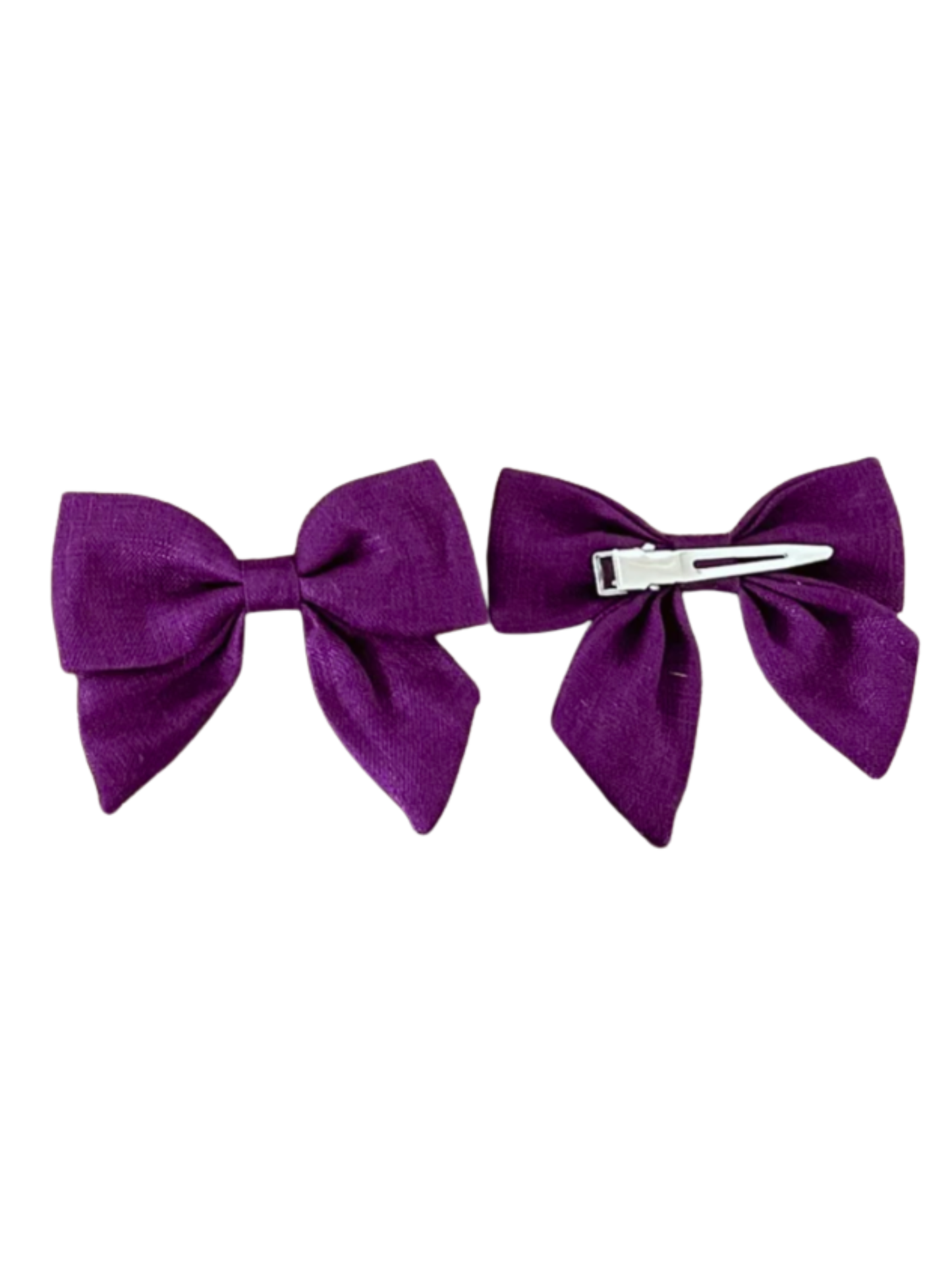 Linen Bow Hair Clips (2-pair)