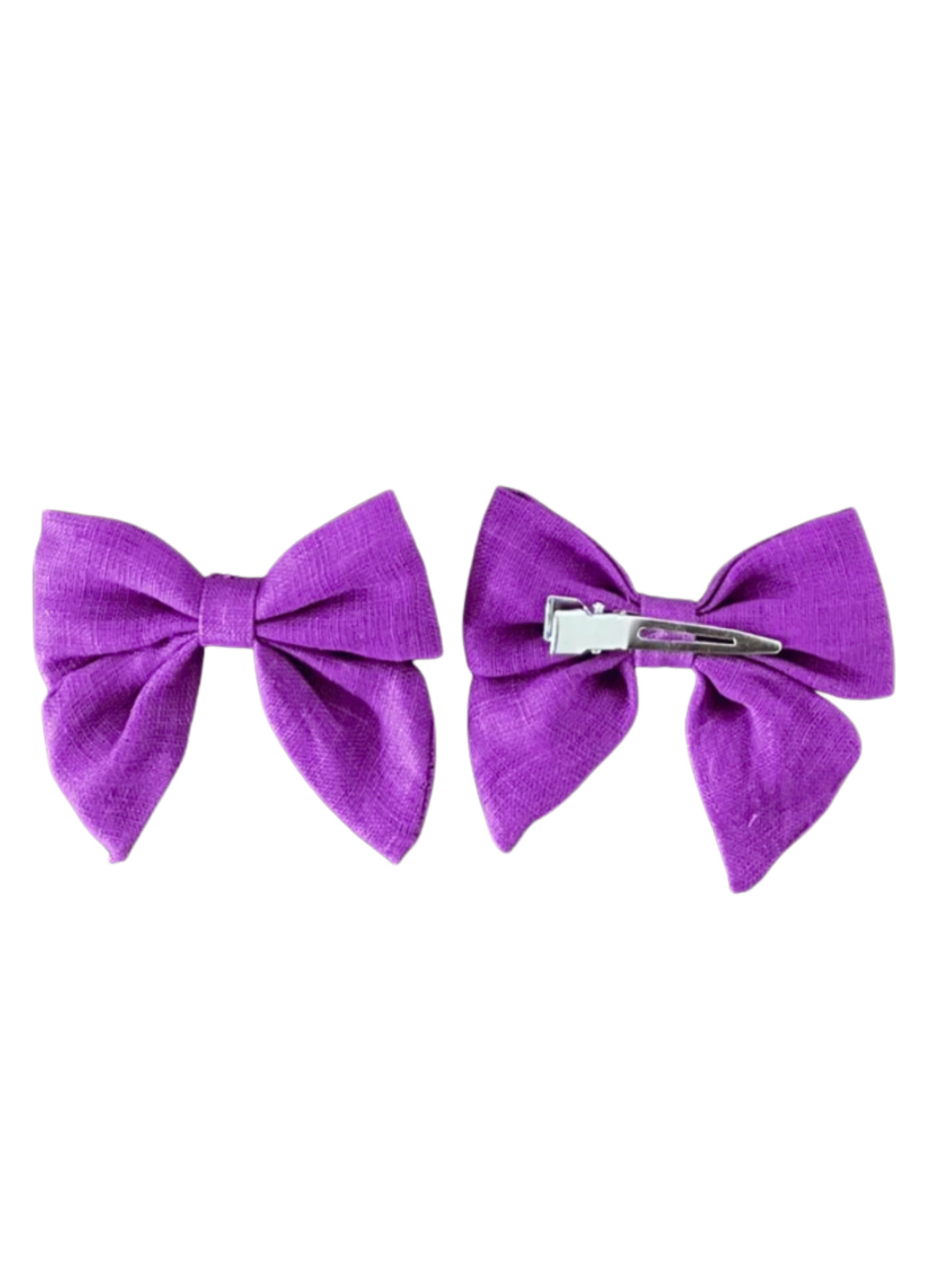 Linen Bow Hair Clips (2-pair)
