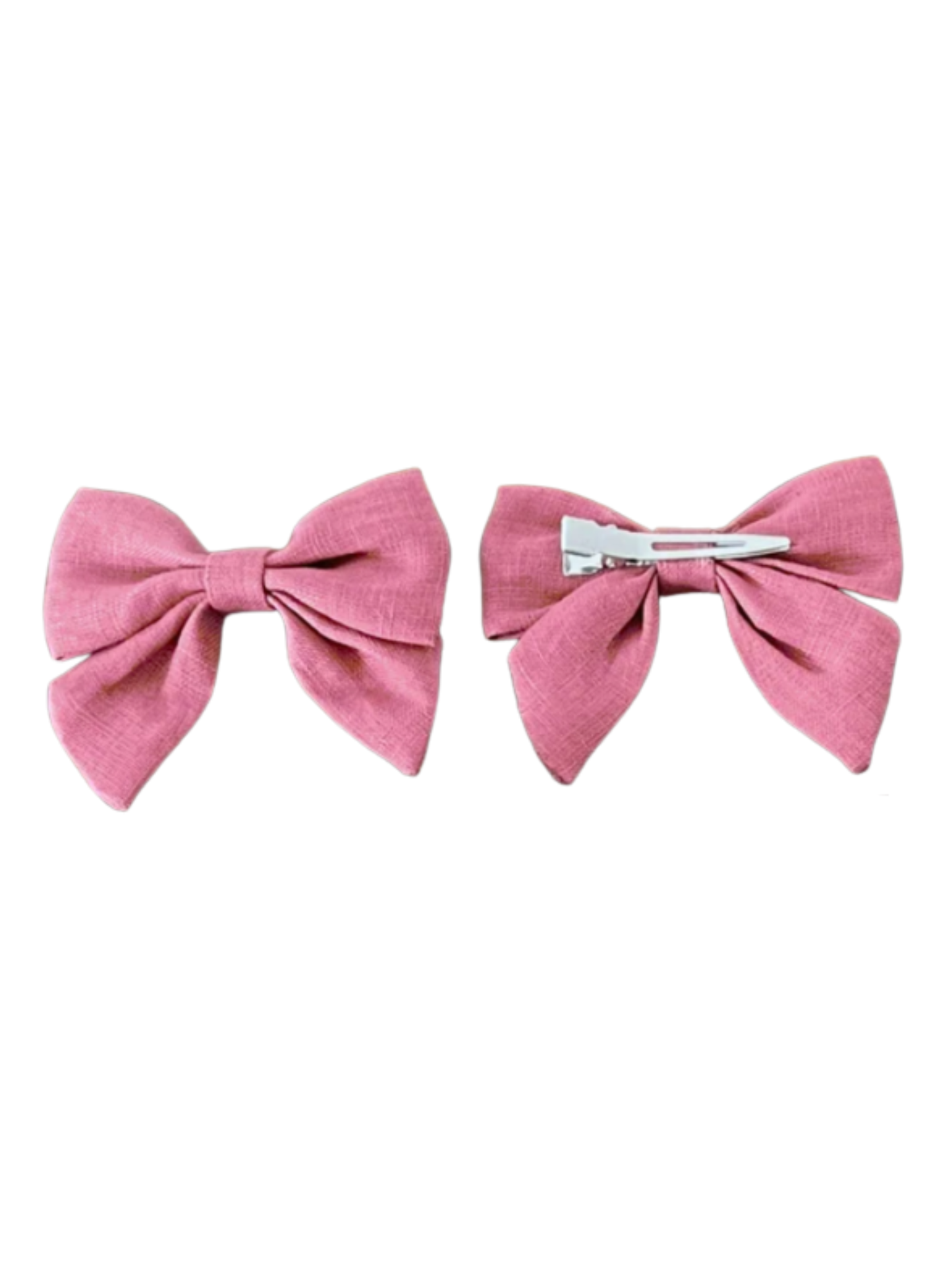 Linen Bow Hair Clips (2-pair)