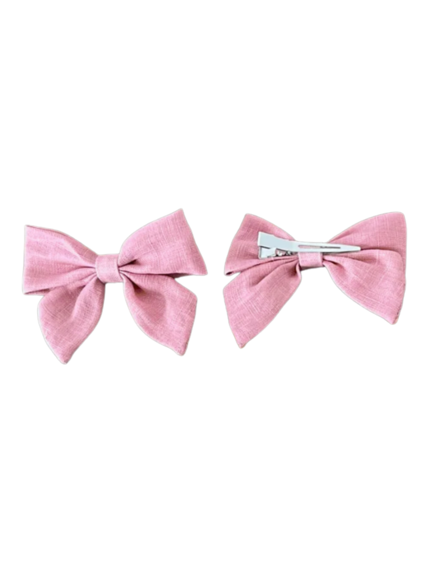 Linen Bow Hair Clips (2-pair)