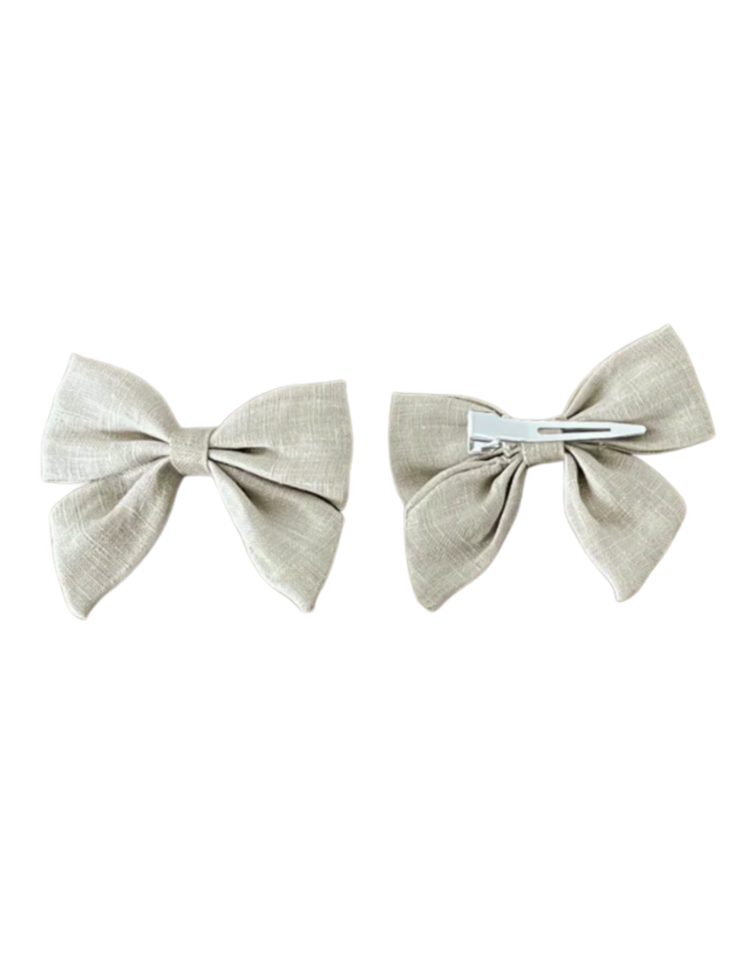 Linen Bow Hair Clips (2-pair)