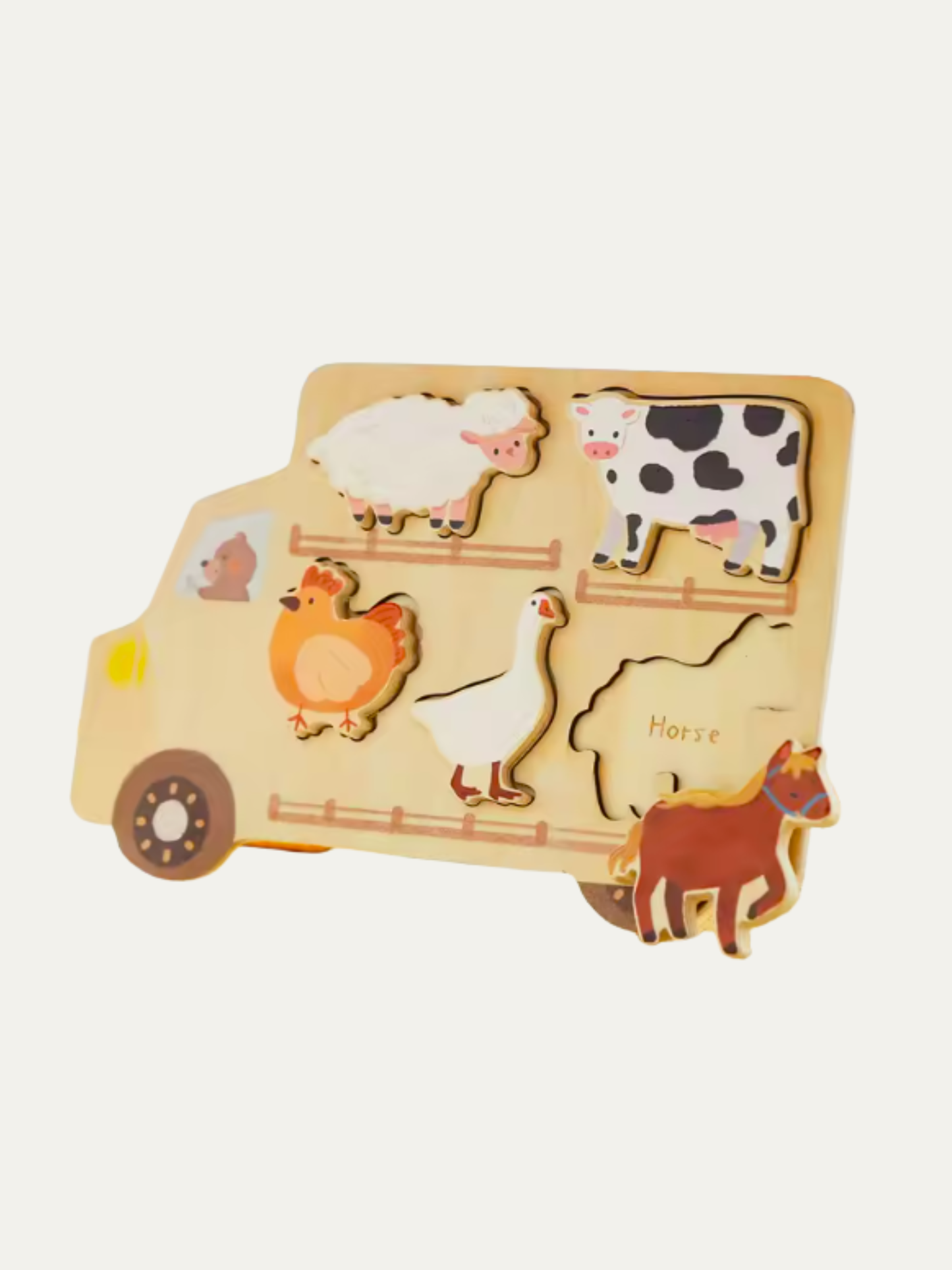 Montessori Wooden Shape Matching Puzzle Board- Farm Animals