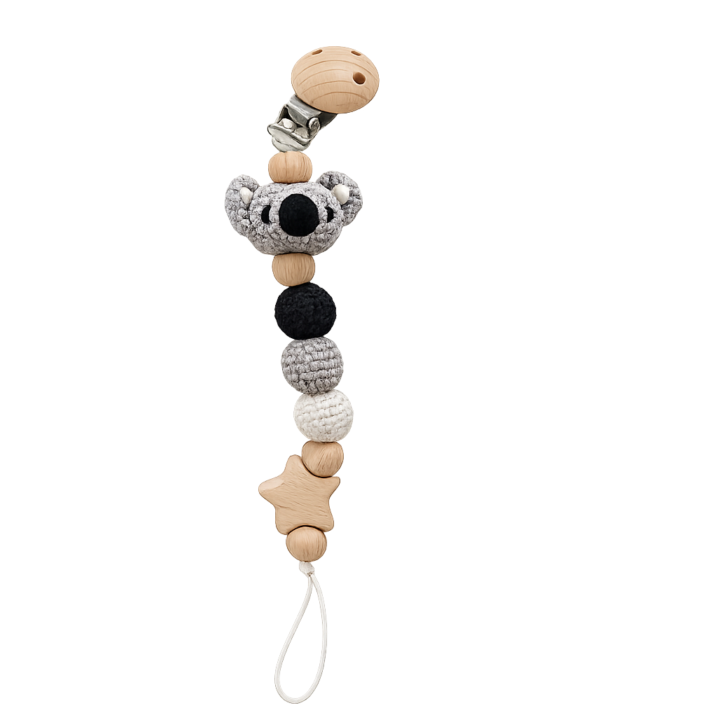 Hand-Crocheted Pacifier Clip Chain- Koala