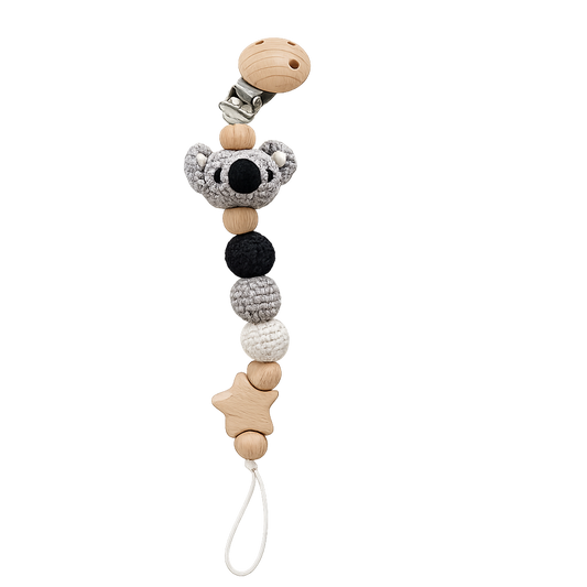 Hand-Crocheted Pacifier Clip Chain- Koala
