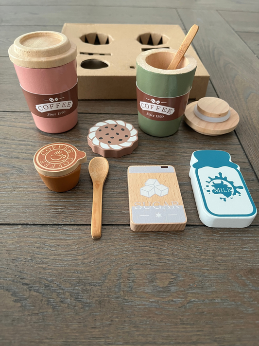 Mini Wooden Takeaway Coffee Set
