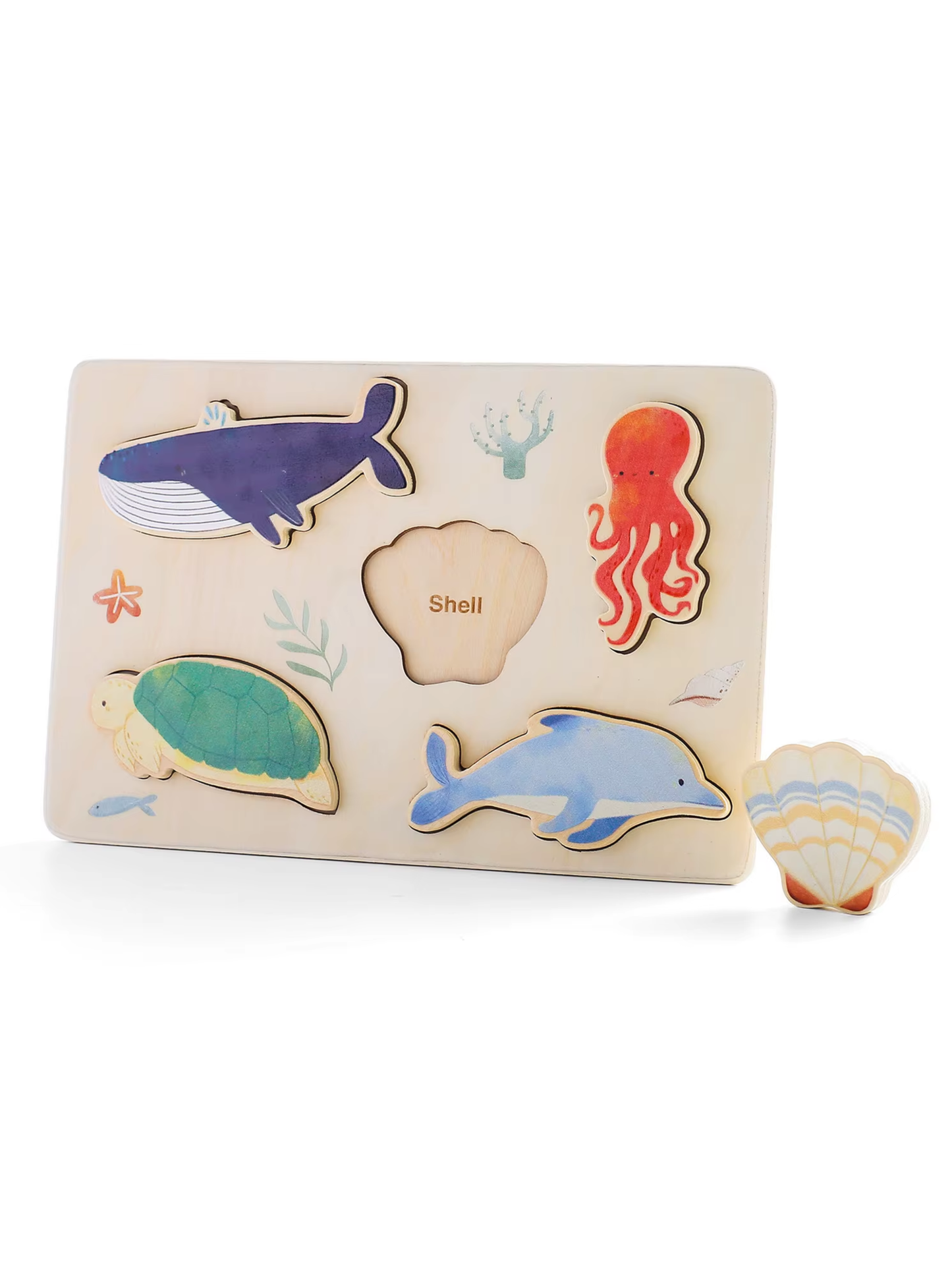 Montessori Wooden Shape Matching Puzzle Board- Sea Creatures