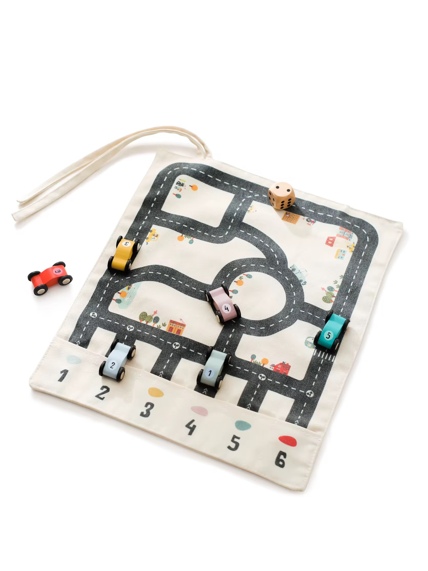 Adventure Journey- Dual-Sided Canvas Board Game with Wooden Car Pieces