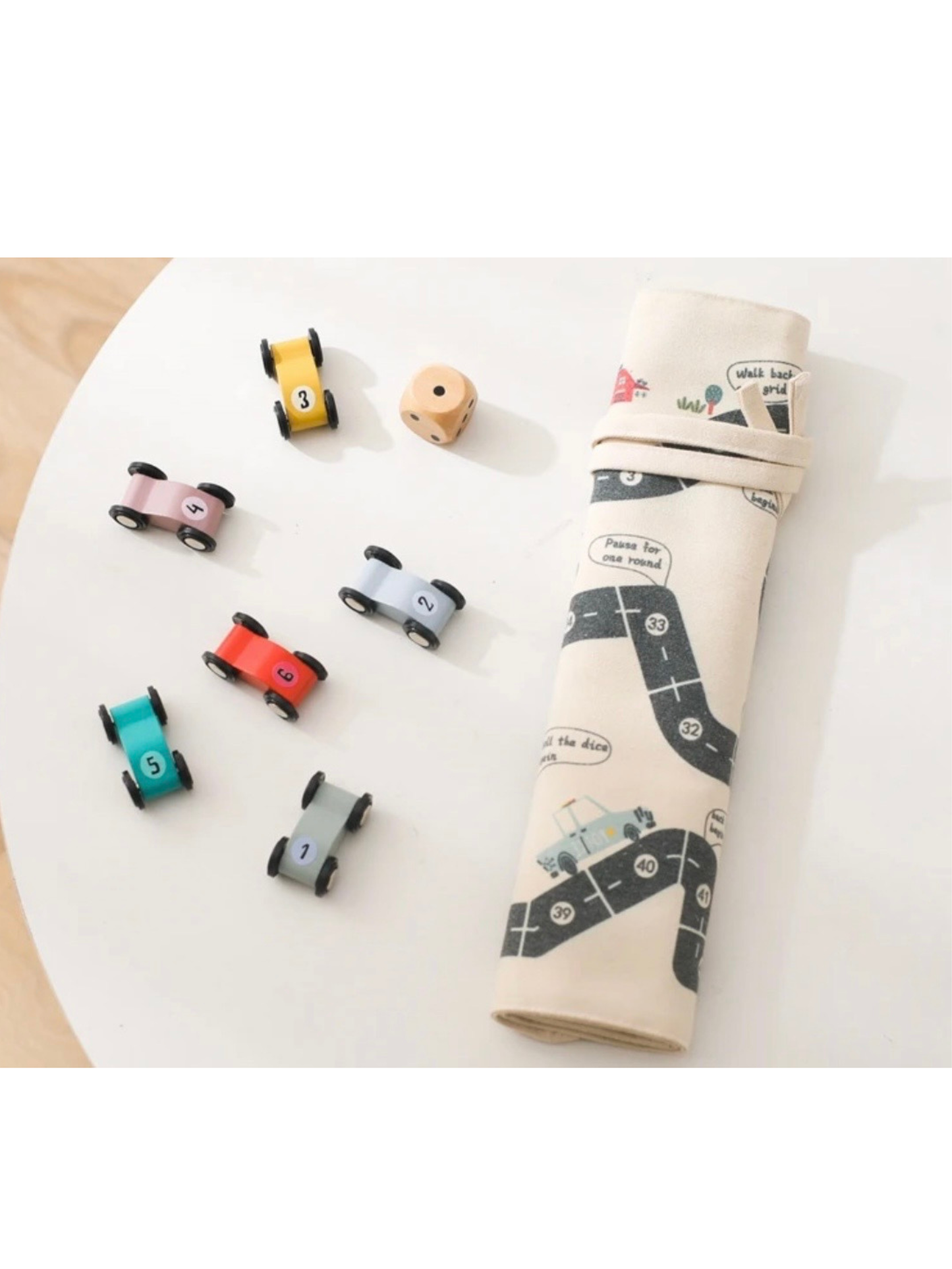 Adventure Journey- Dual-Sided Canvas Board Game with Wooden Car Pieces