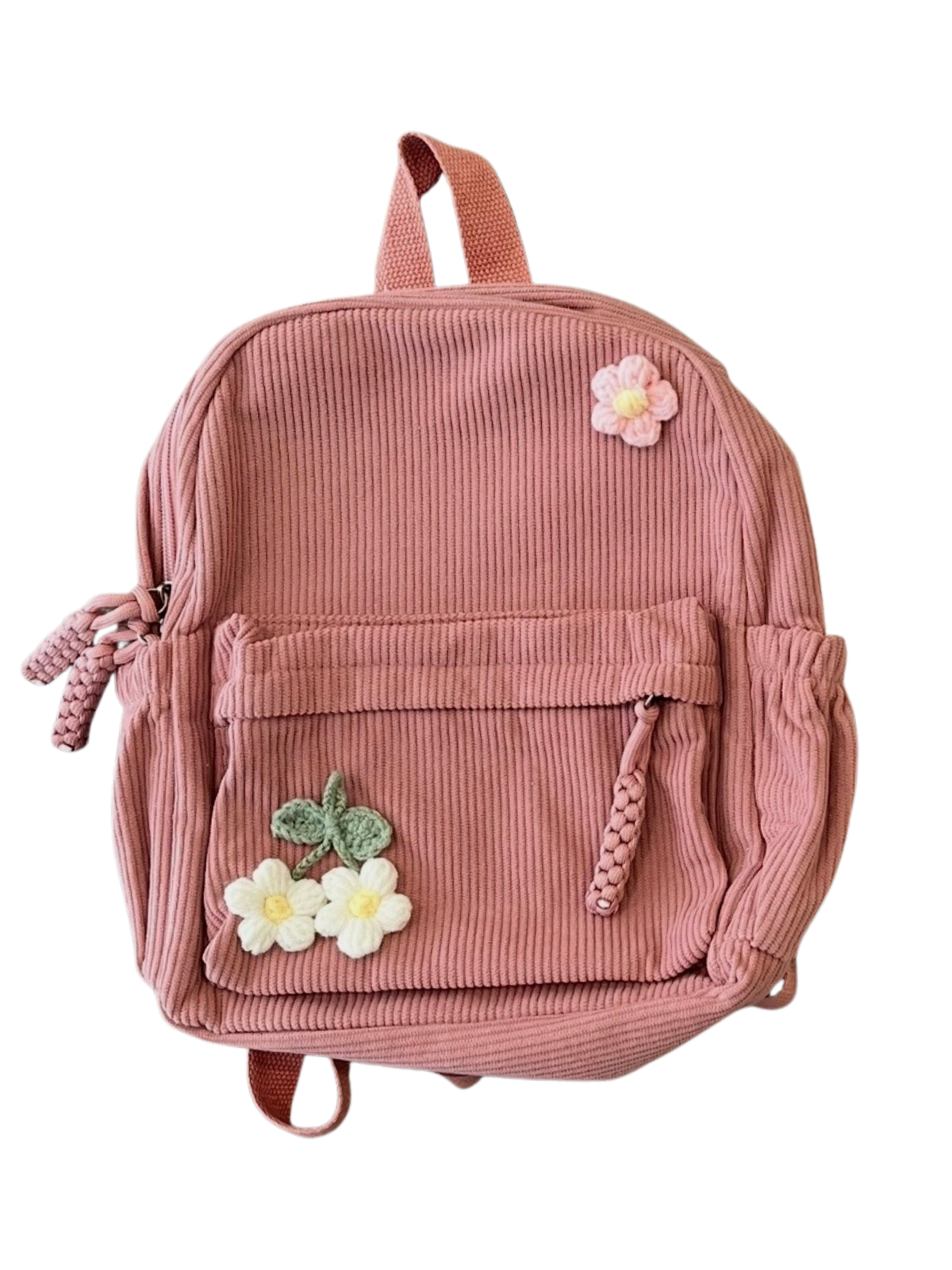 Corduroy Toddler & Child Backpack with Hand-Sewn Flower Details