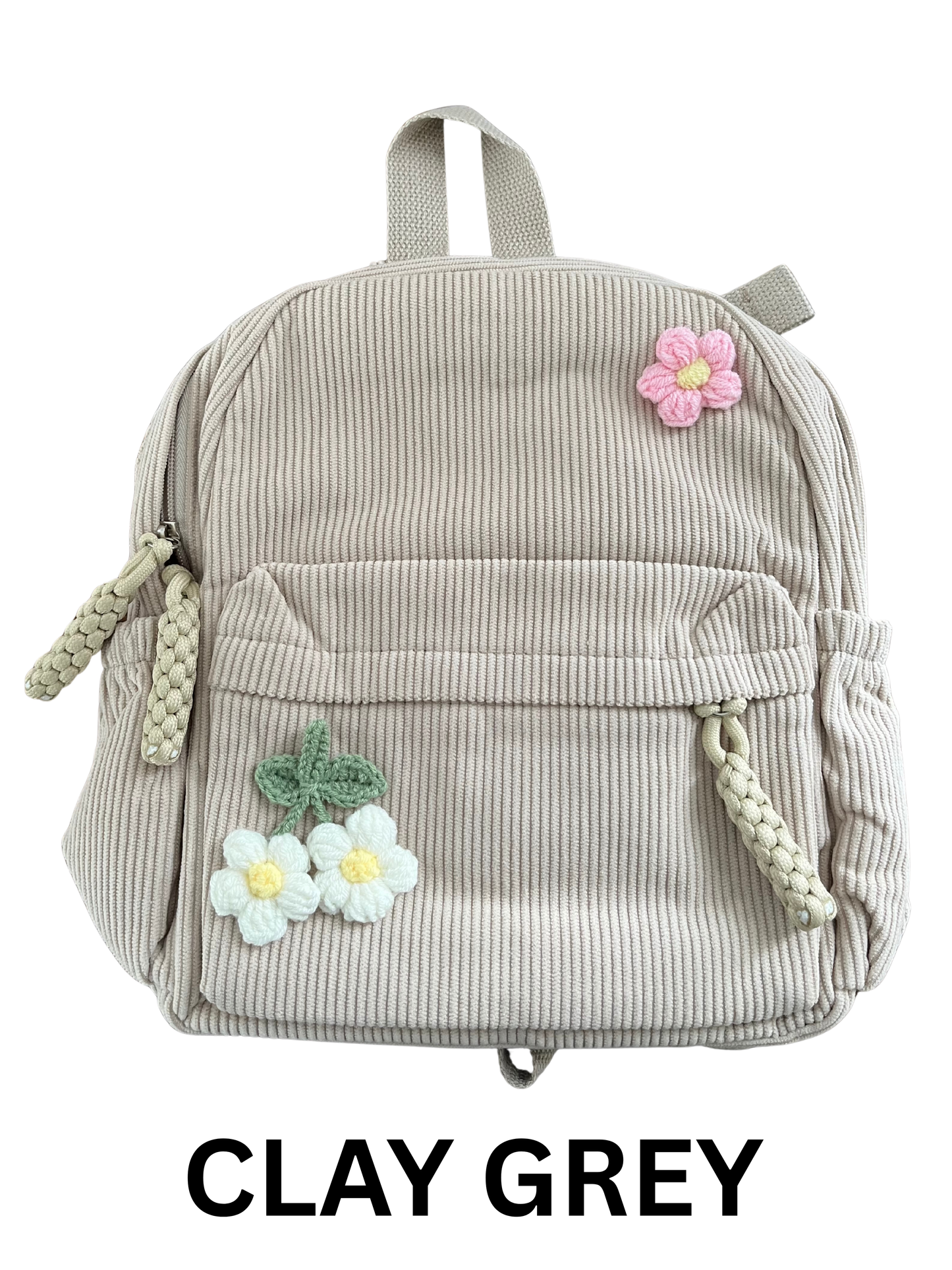 Corduroy Toddler & Child Backpack with Hand-Sewn Flower Details
