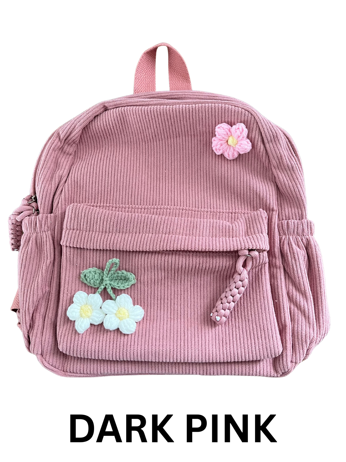 Corduroy Toddler & Child Backpack with Hand-Sewn Flower Details