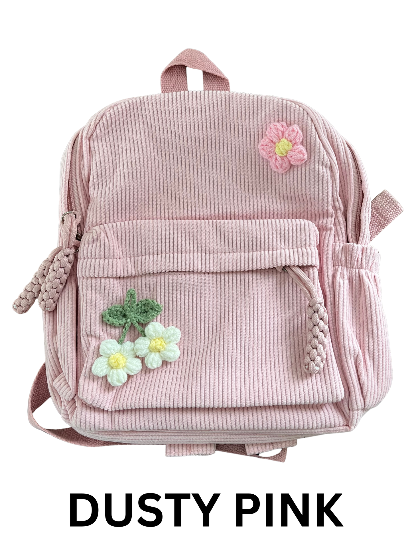 Corduroy Toddler & Child Backpack with Hand-Sewn Flower Details