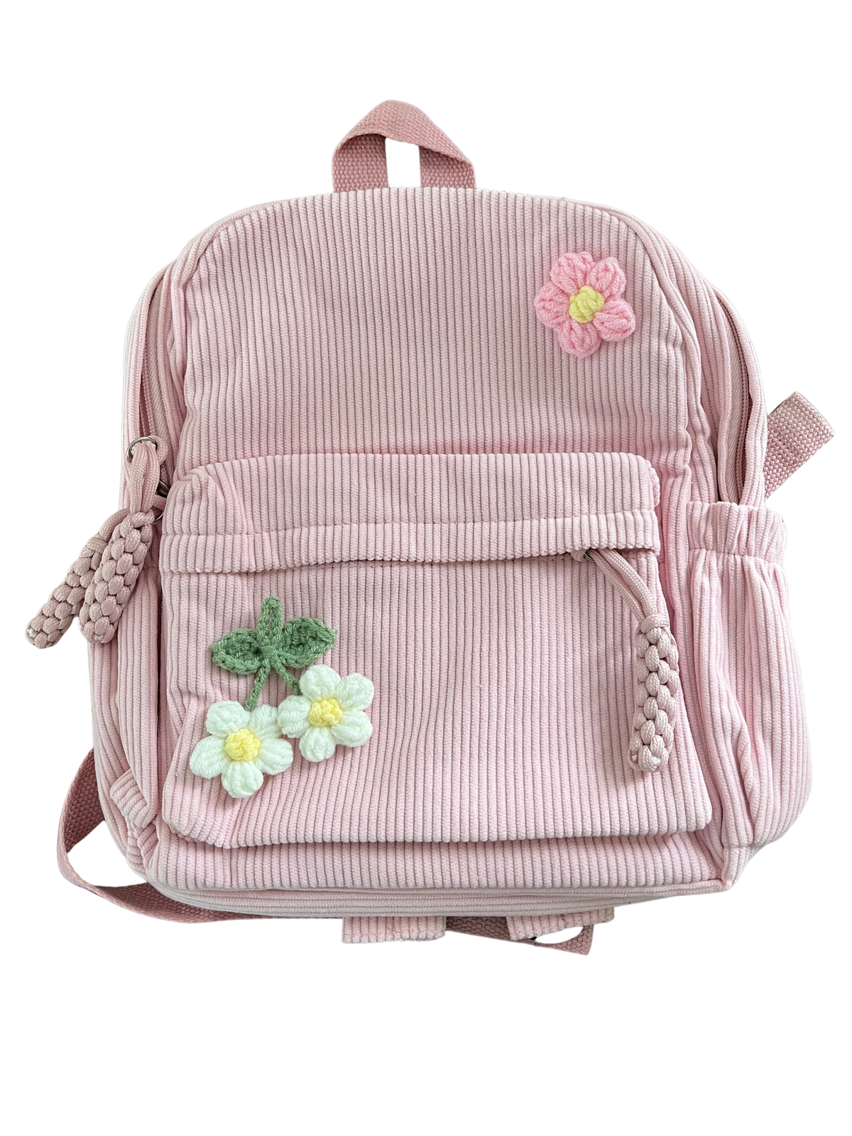Corduroy Toddler & Child Backpack with Hand-Sewn Flower Details