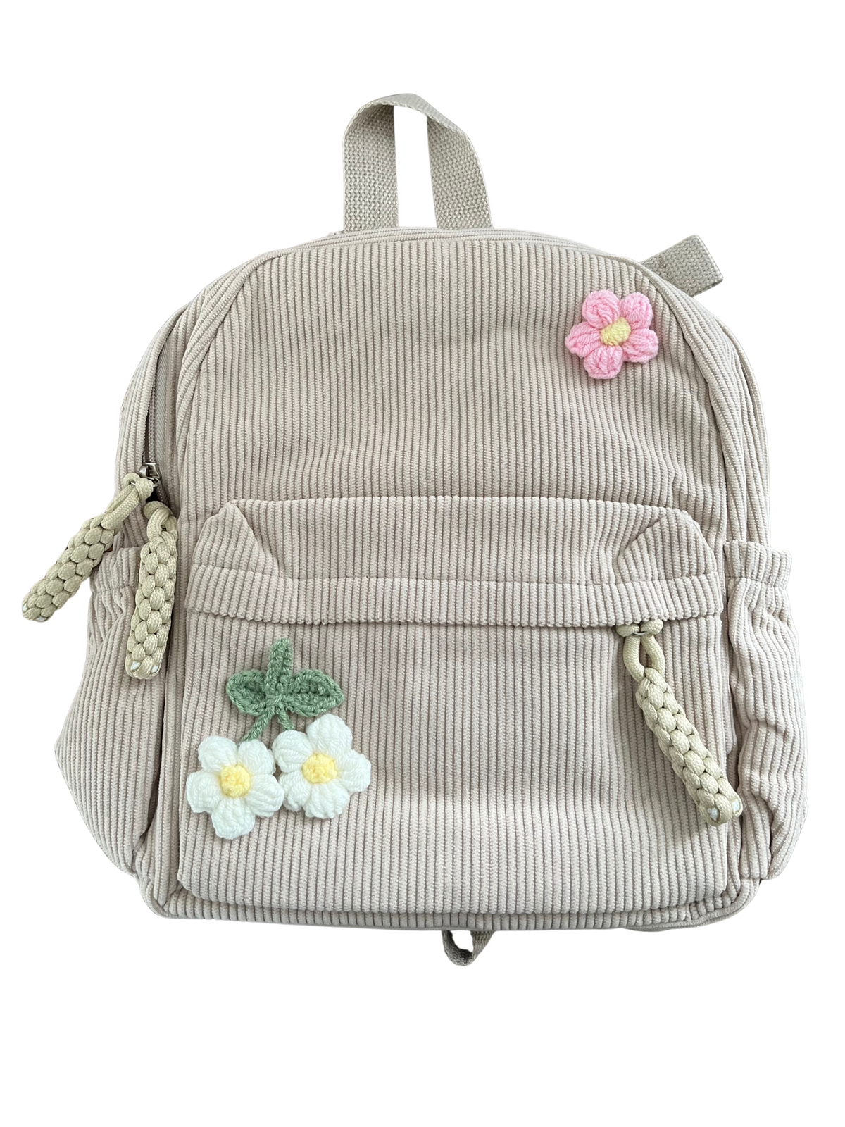 Corduroy Toddler & Child Backpack with Hand-Sewn Flower Details