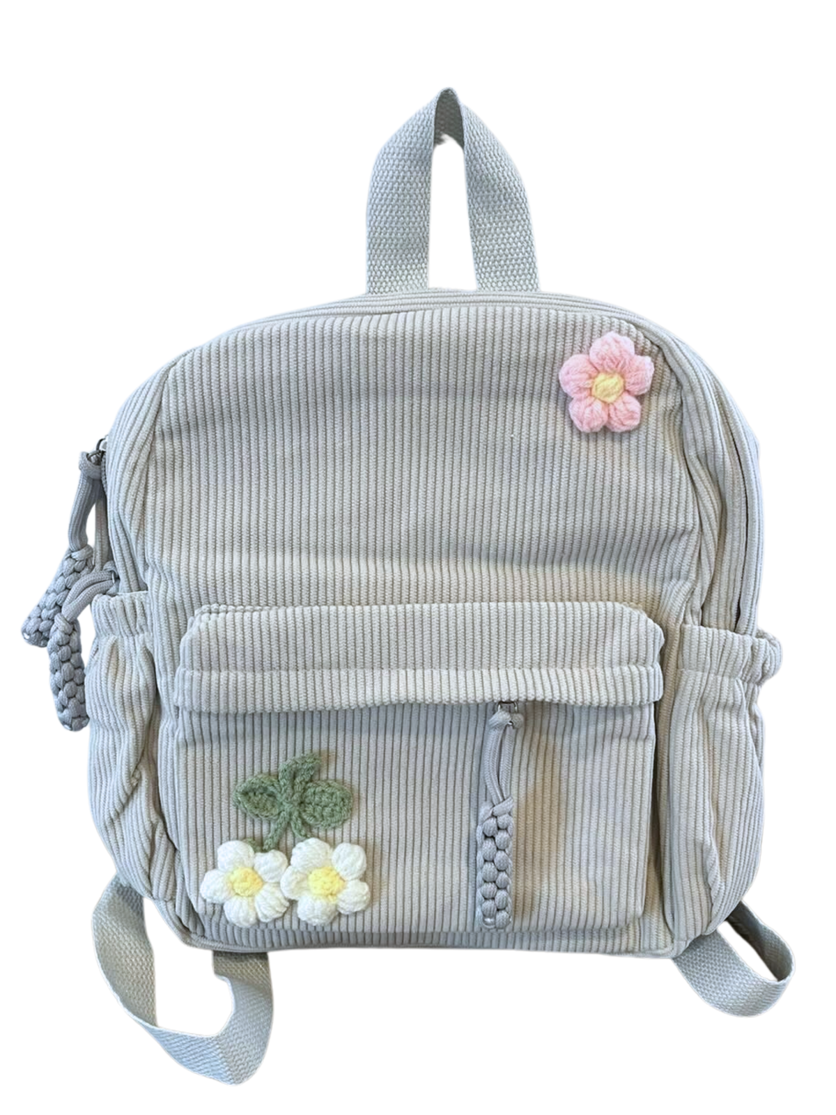 Corduroy Toddler & Child Backpack with Hand-Sewn Flower Details