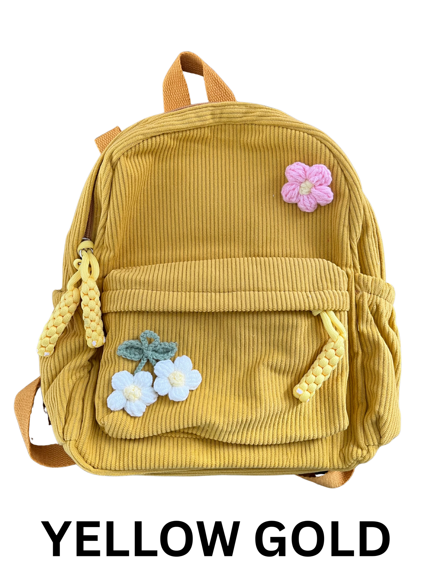 Corduroy Toddler & Child Backpack with Hand-Sewn Flower Details